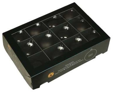Kerstballen glas Zwart Black combi cap 57 mm doos 12 stuks
