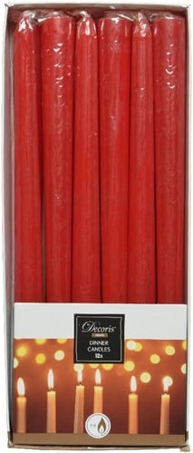 Kaarsen Dinner Wax Kerstrood 25 cm Ø2,15 doos 12 stuks