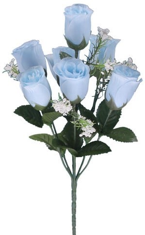 Zijden Roos Babyblauw 8 stuks Bundel met gips