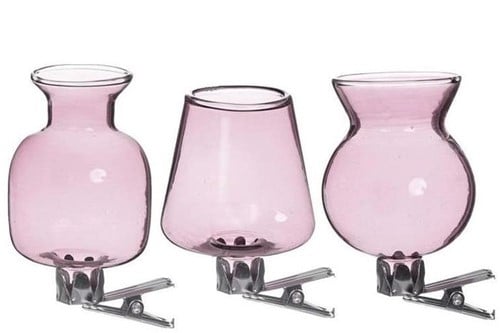Gekleurd Glazen Flesje Clipper Roze Set 3 stuks met Clip