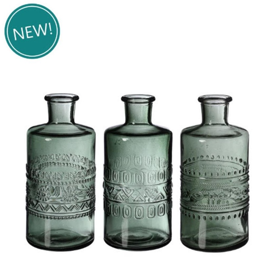 Gekleurd Glazen Flesje Porto Dark Groen Ø7,5 cm H14,5 cm per stuk