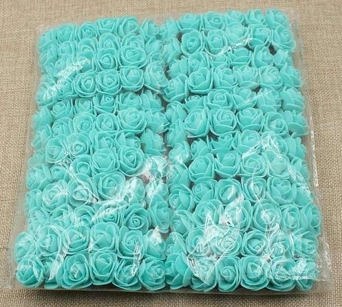 Mini Foam Roos Tiffany Aqua 2,5 cm Bundel 12 stuks