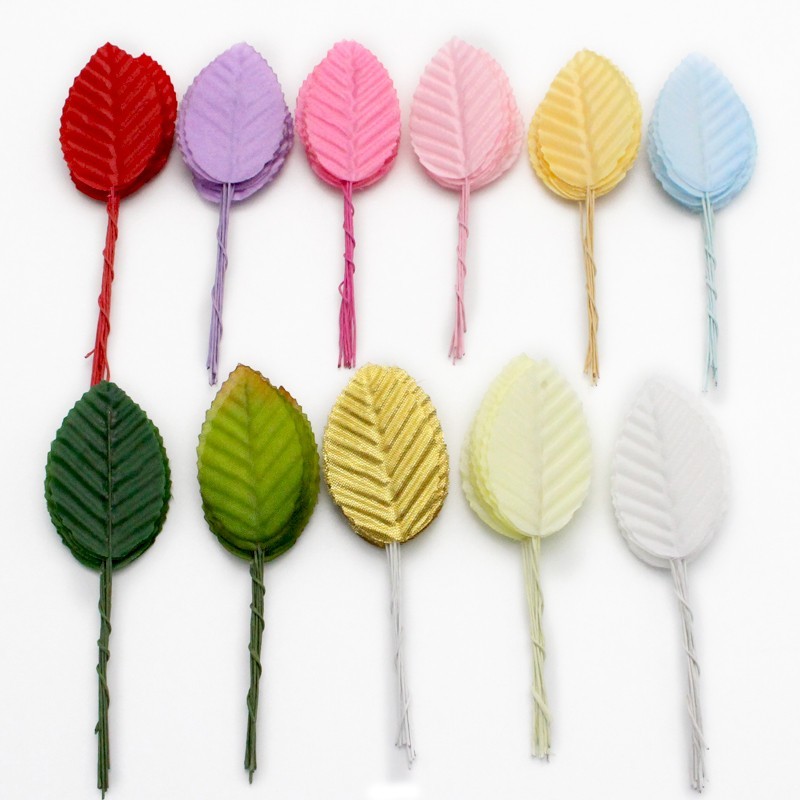 Blad Zijden blaadjes op draad Lichtblauw 3*5 cm PAK100