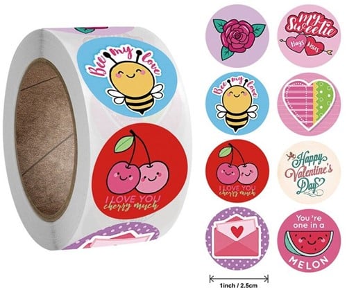 Sluitstickers Thema Happy Love Valentine etiket rol 500 labels