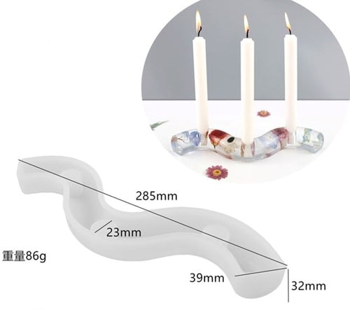 Siliconenmal Wave voor 3 kaarsen Epoxy resin 16 cm per stuk