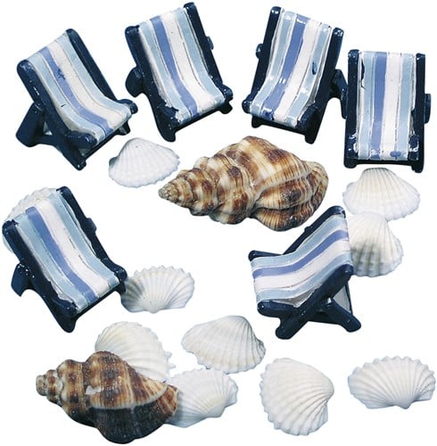 [A-011181] Strandstoeltjes Polyresin Maritiem 2,5 cm 6 stuks