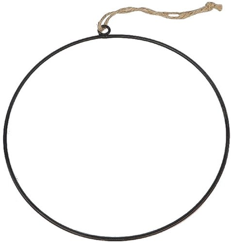 [A-023386] Metalen ring Hula Hoop Floral Dia 35 cm incl touw 53 cm hoog 
