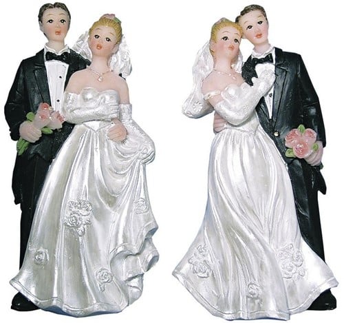[A-012391] Bruidspaar plat 7,5 cm zakje 2 stuks