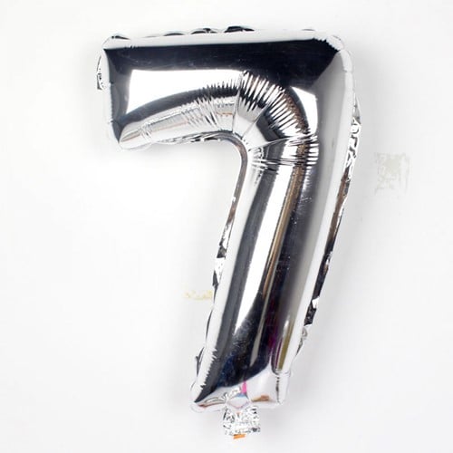 [A-016962] Folieballon met stok Cijfer 6 Zilver 34 cm