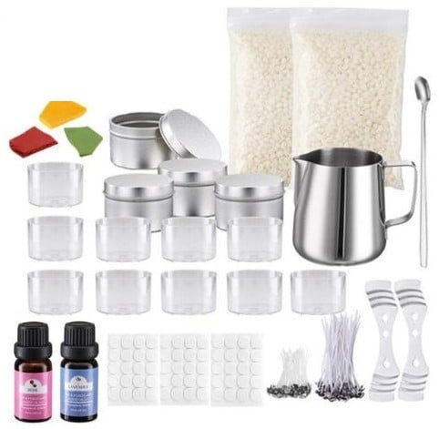 [A-023338] Complete set kaarsen maken met kan en waxinelichtjes incl. kleur en geurstof