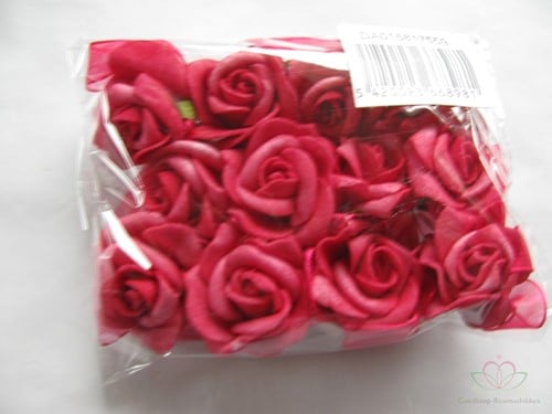 [A-009332] Mini Foam Roos Fuchsia Zelfklevend 2 cm Pak