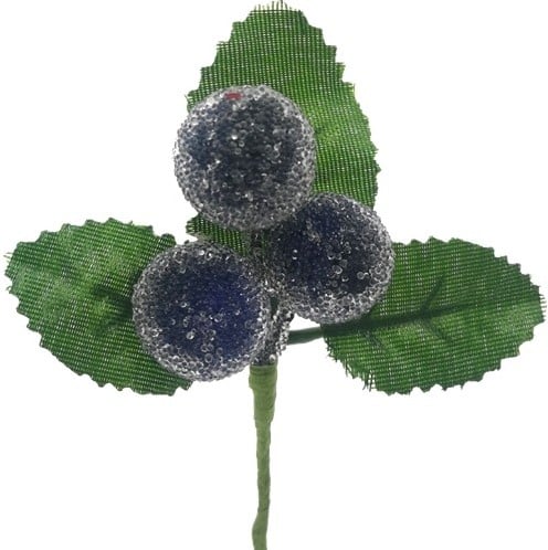 [A-024524] Besjes Frosted Raspberry Donkerblauw Kunstbloem 10 cm Zak 6 stuks