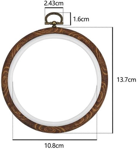 [A-023786] Brocante Houten Borduurring Rond met stelschroef 14 cm per stuk