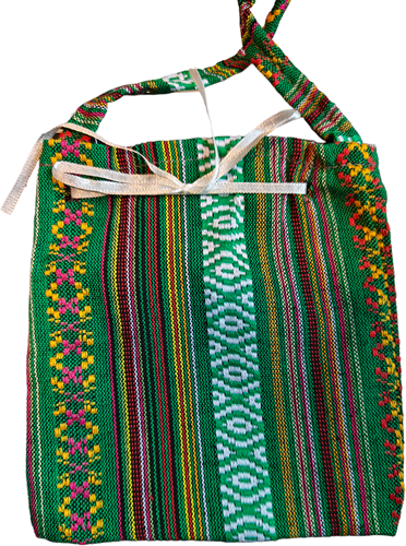 [A-025350] Pendelzakje geluksbuidel Giftbag Jamaica Groen met hengsel en koord 14x15 cm per stuk