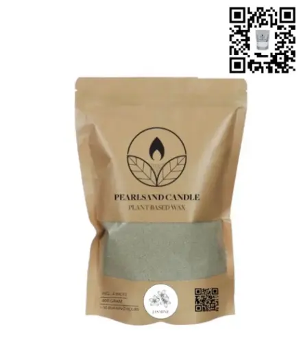 [A -028133] Kaarsenzand Pearl Sand Geurkaars Jasmin inclusief 4 lonten 400 g 